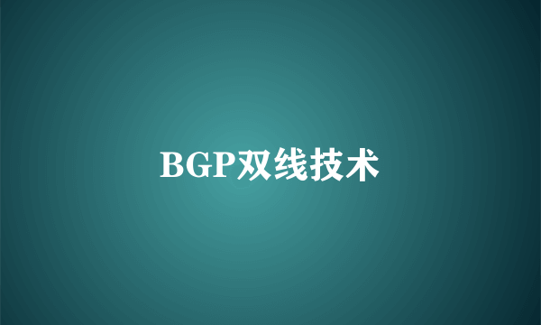 BGP双线技术