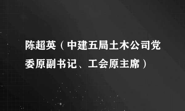 陈超英（中建五局土木公司党委原副书记、工会原主席）