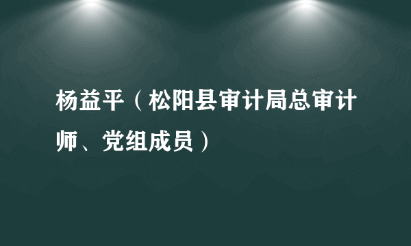 杨益平（松阳县审计局总审计师、党组成员）