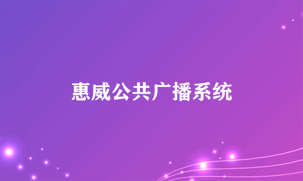 惠威公共广播系统