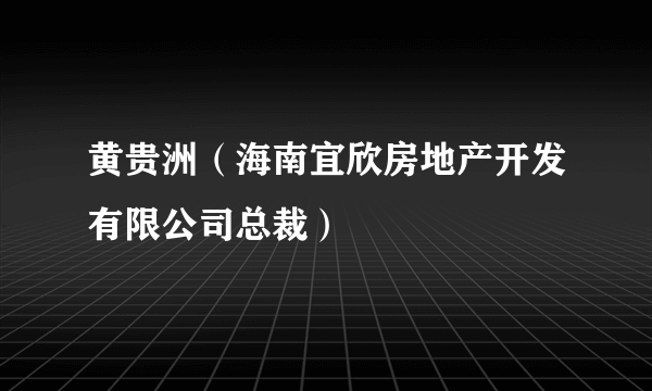 黄贵洲（海南宜欣房地产开发有限公司总裁）