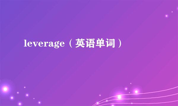 leverage（英语单词）