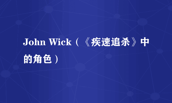 John Wick（《疾速追杀》中的角色）