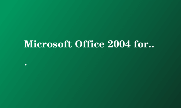 Microsoft Office 2004 for Mac