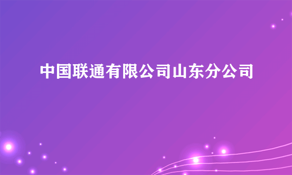 中国联通有限公司山东分公司