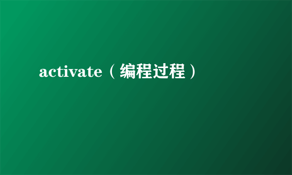 activate（编程过程）