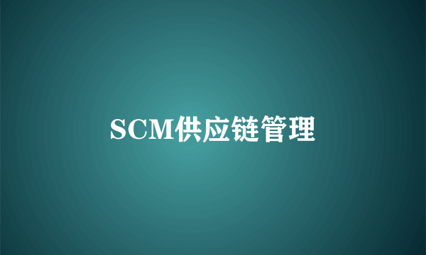 SCM供应链管理