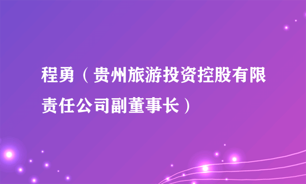 程勇（贵州旅游投资控股有限责任公司副董事长）