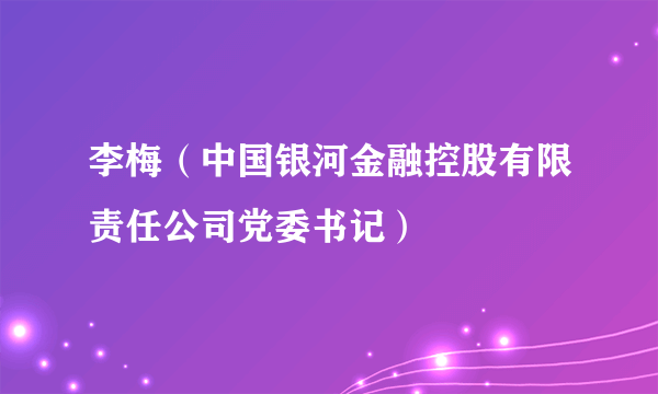 李梅（中国银河金融控股有限责任公司党委书记）