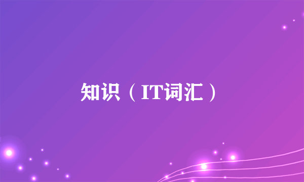 知识（IT词汇）