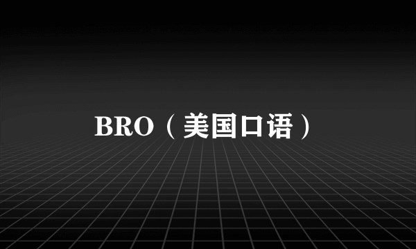 BRO（美国口语）