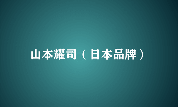 山本耀司（日本品牌）