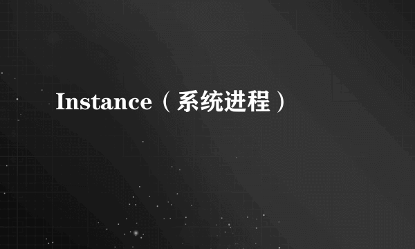 Instance（系统进程）