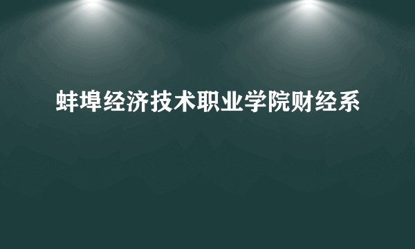 蚌埠经济技术职业学院财经系