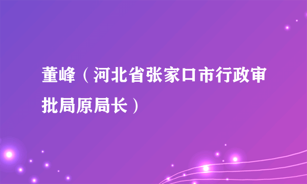 董峰（河北省张家口市行政审批局原局长）