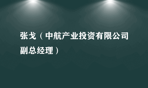 张戈（中航产业投资有限公司副总经理）