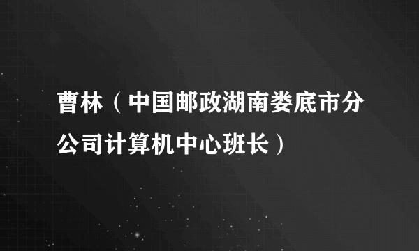 曹林（中国邮政湖南娄底市分公司计算机中心班长）