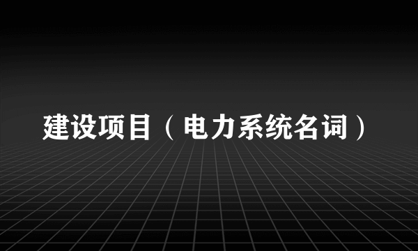 建设项目（电力系统名词）