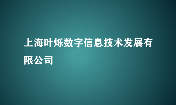 上海叶烁数字信息技术发展有限公司