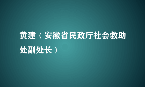 黄建（安徽省民政厅社会救助处副处长）