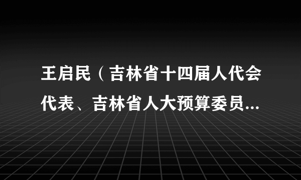 王启民（吉林省十四届人代会代表、吉林省人大预算委员会委员）