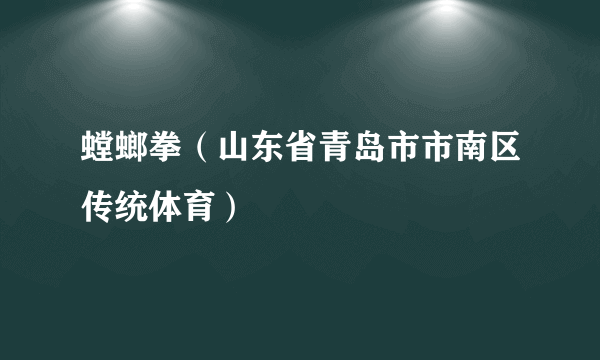 螳螂拳（山东省青岛市市南区传统体育）