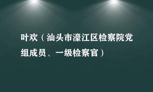 叶欢（汕头市濠江区检察院党组成员、一级检察官）