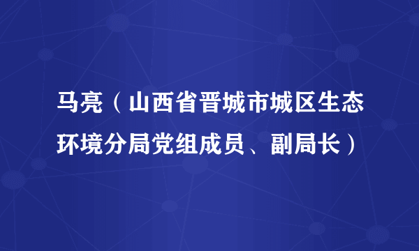 马亮（山西省晋城市城区生态环境分局党组成员、副局长）