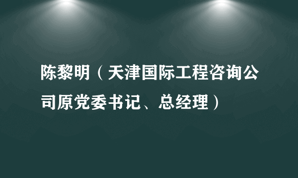 陈黎明（天津国际工程咨询公司原党委书记、总经理）