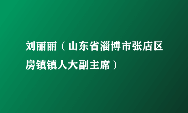 刘丽丽（山东省淄博市张店区房镇镇人大副主席）