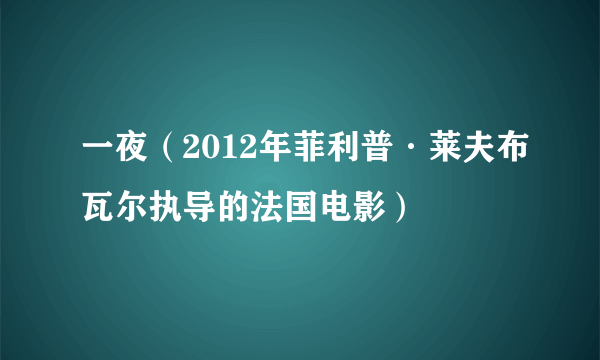 一夜（2012年菲利普·莱夫布瓦尔执导的法国电影）