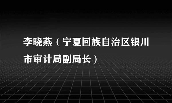 李晓燕（宁夏回族自治区银川市审计局副局长）