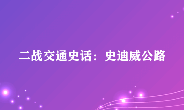 二战交通史话：史迪威公路