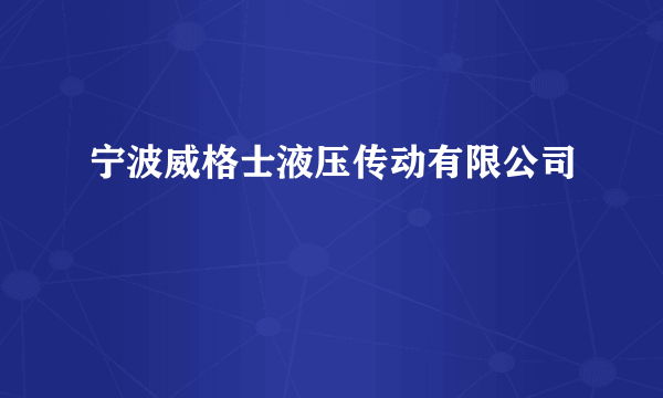 宁波威格士液压传动有限公司