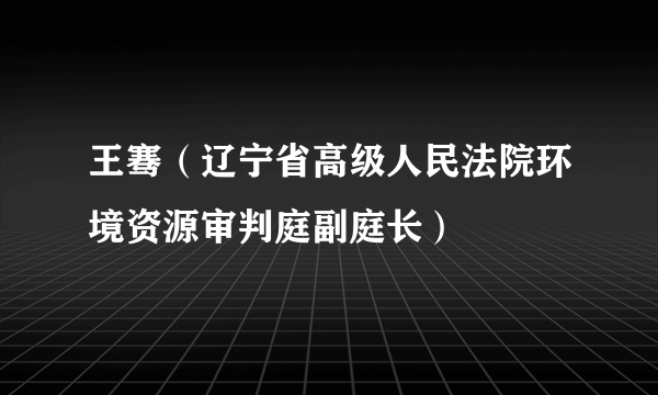 王骞（辽宁省高级人民法院环境资源审判庭副庭长）