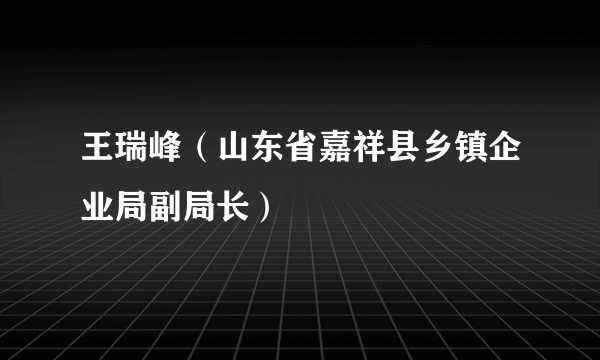 王瑞峰（山东省嘉祥县乡镇企业局副局长）