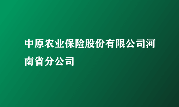 中原农业保险股份有限公司河南省分公司