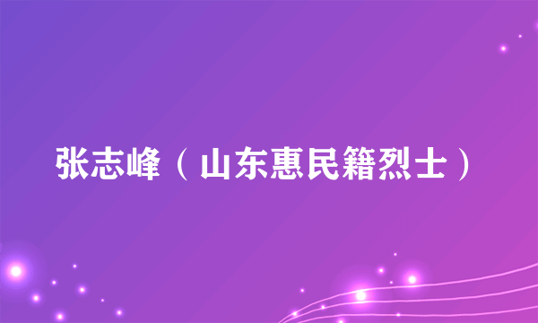 张志峰（山东惠民籍烈士）