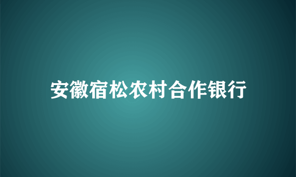 安徽宿松农村合作银行