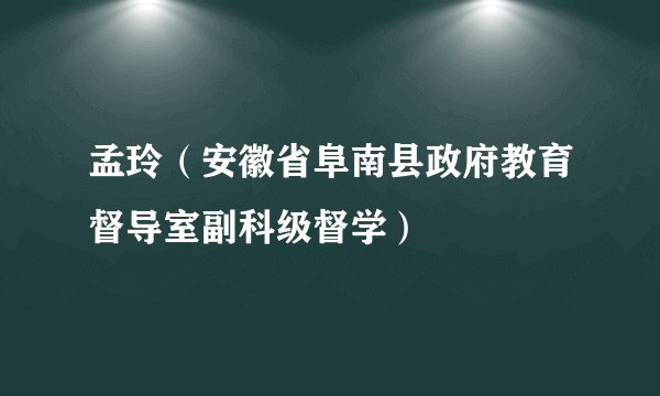 孟玲（安徽省阜南县政府教育督导室副科级督学）