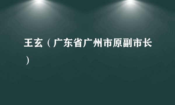 王玄（广东省广州市原副市长）