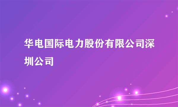 华电国际电力股份有限公司深圳公司