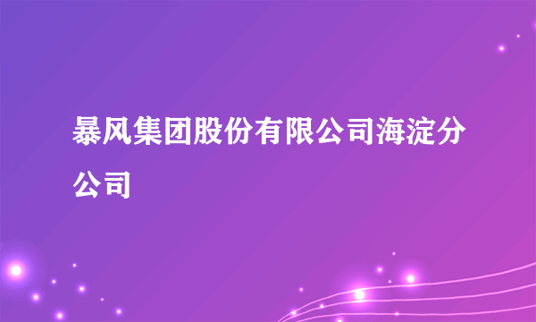 暴风集团股份有限公司海淀分公司