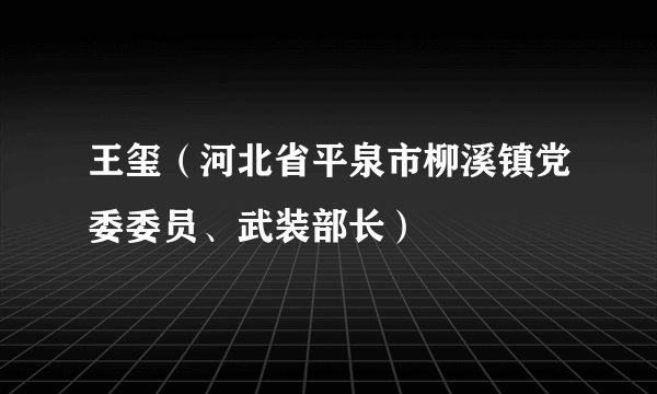 王玺（河北省平泉市柳溪镇党委委员、武装部长）