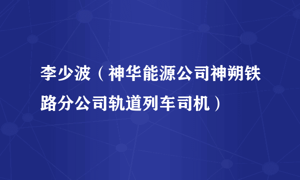 李少波（神华能源公司神朔铁路分公司轨道列车司机）