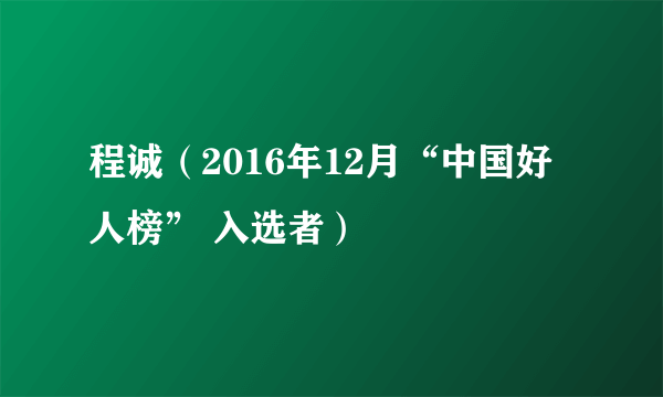 程诚（2016年12月“中国好人榜” 入选者）