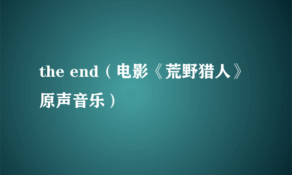 the end（电影《荒野猎人》原声音乐）