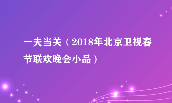 一夫当关（2018年北京卫视春节联欢晚会小品）