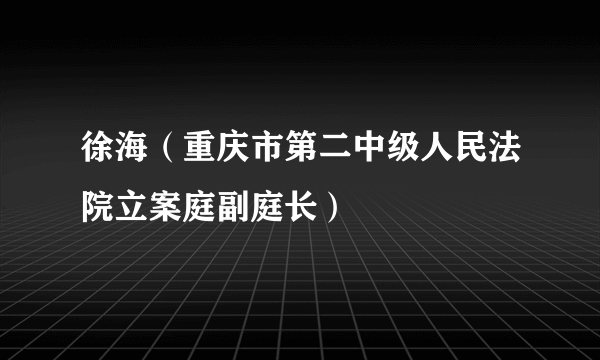 徐海（重庆市第二中级人民法院立案庭副庭长）