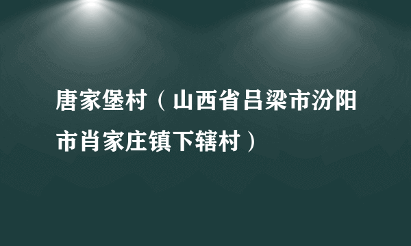 唐家堡村（山西省吕梁市汾阳市肖家庄镇下辖村）